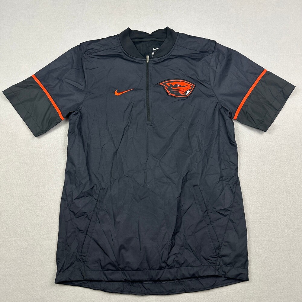 Oregon State Beavers Jacket Men Small Black Nike 1/4 Short Sleeve Windbreaker S